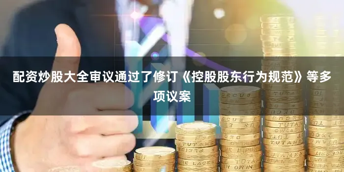 配资炒股大全审议通过了修订《控股股东行为规范》等多项议案